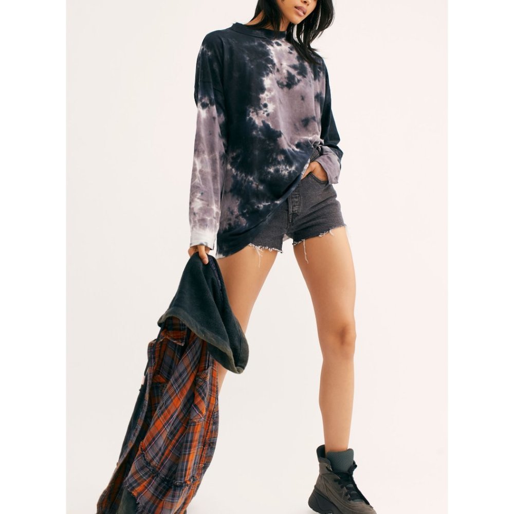 NWT Free People Be Free Tie Dye Tee / Charcoal - Picture 4 of 7